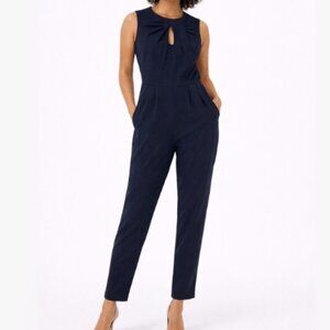 $139 Calvin Klein Navy Keyhole Front Jumpsuit Women Size 10 Career Elegant City